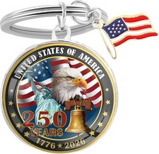 USA 250th Anniversary Merchandise Keychain, Commemorative Keychain, American Sem