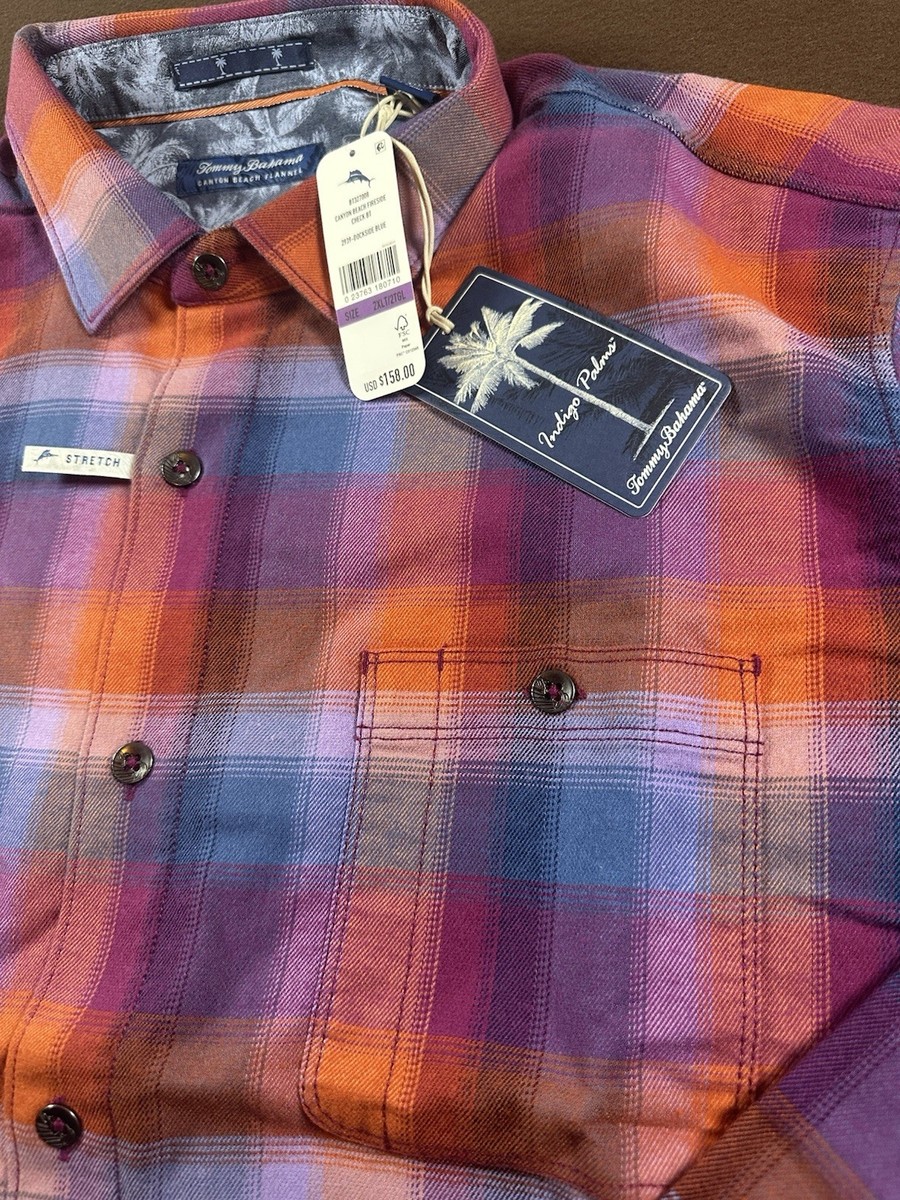 ハンドメイド TOMMY BAHAMA Canyon Beach Flannel Shirt Men's Cozy Check Dockside