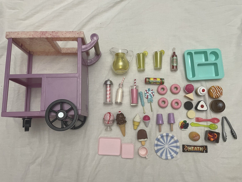 Battat Our Generation OG American Girl 18" Doll Patio Treats Trolley Cart Lot