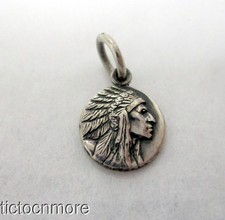 VINTAGE SIGNED JAMES AVERY NATIVE AMERICAN INDIAN CHIEF CHARM PENDANT STERLING