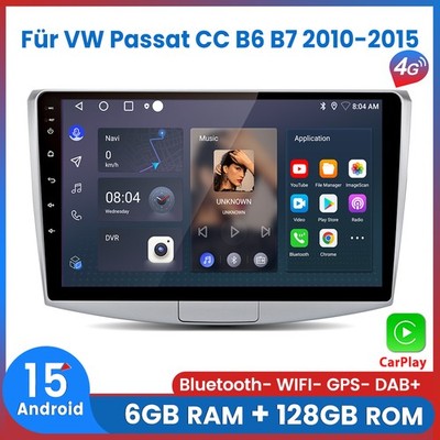 6+128GB Carplay Android15 Autoradio GPS Navi BT Wifi DAB+ Für VW Passat CC B6 B7