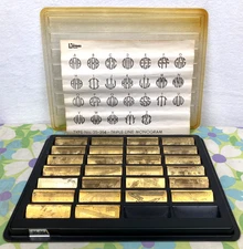 New Hermes 35-354 Triple Line Monogram Engraving 2.5" Brass Font Set
