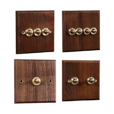 Wooden Light Switch Plate Brass