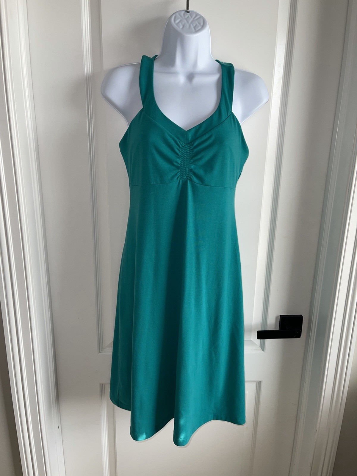 prAna Teal Racerback Dress Medium Sleeveless Stretch Midi Casual Athleisure