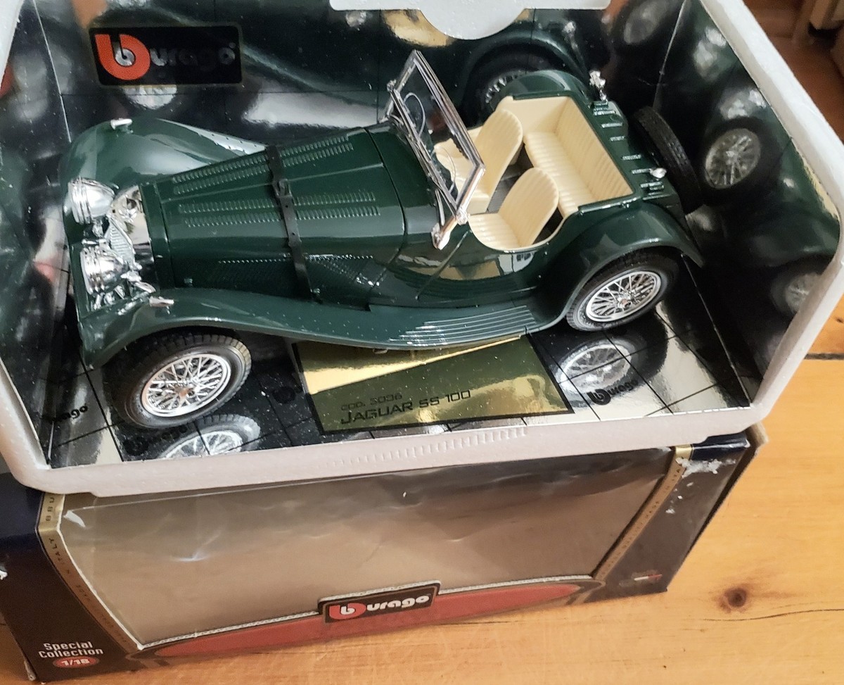 1/18 Burago Jaguar SS 100 1937 Roadster Green 3006 Special 1:18