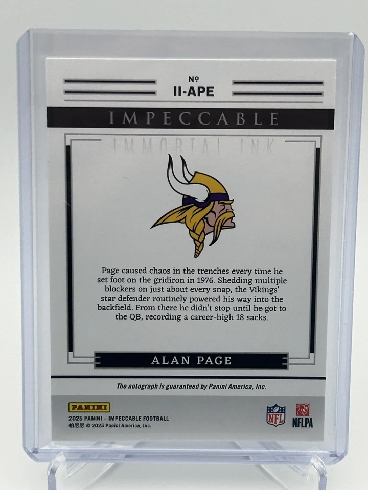 2025 Panini Impecable Tinta Inmortal Bronce Alan Página en Tarjeta AUTO/25 VIKINGOS Foto 2 de 2