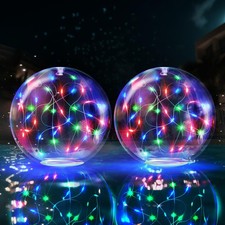 Solar Floating Pool Lights - 14" Waterproof LED Decorations, 2 Pack