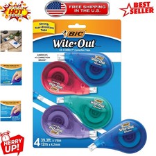 BIC EZ Correct 4-Count Correction Tape, 19.8 Feet - Tear-Resistant & Fast-Drying