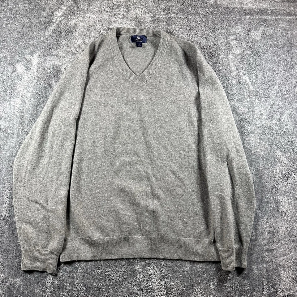 Lands End Sweater Mens LT Gray Cashnere Crew Neck Long Sleeve 42-44 - Image 2 of 4