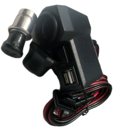 Motorcycle Dual USB Port Charging Holder Waterproof Cigarette Lighter Socket Kit - Picture 2 of 3
