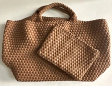 NAGHEDI St. Barths Large Tote Bag Matching Zip Pouch Set Cocoa $340