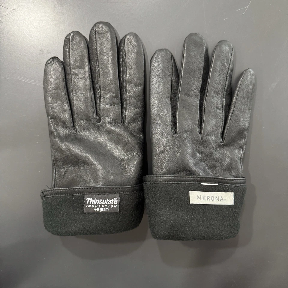 Guantes de cuero negros vintage para mujer Merona forrados piel de becerro Thinsulate 40G informales 8 Foto 3 de 4