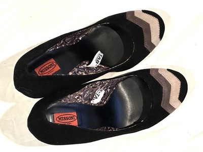 New Missoni for Target Black Chevron Suede Pumps Heel Shoe Size 7