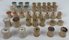 Lot of 37 Empty Wood Thread Spools Belding Corticelli & Other Brands Wooden