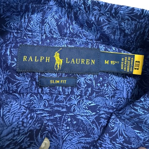 Ralph Lauren Slim Fit Tropical Print Blue Button Down Shirt Size M Resortwear - Picture 4 of 11