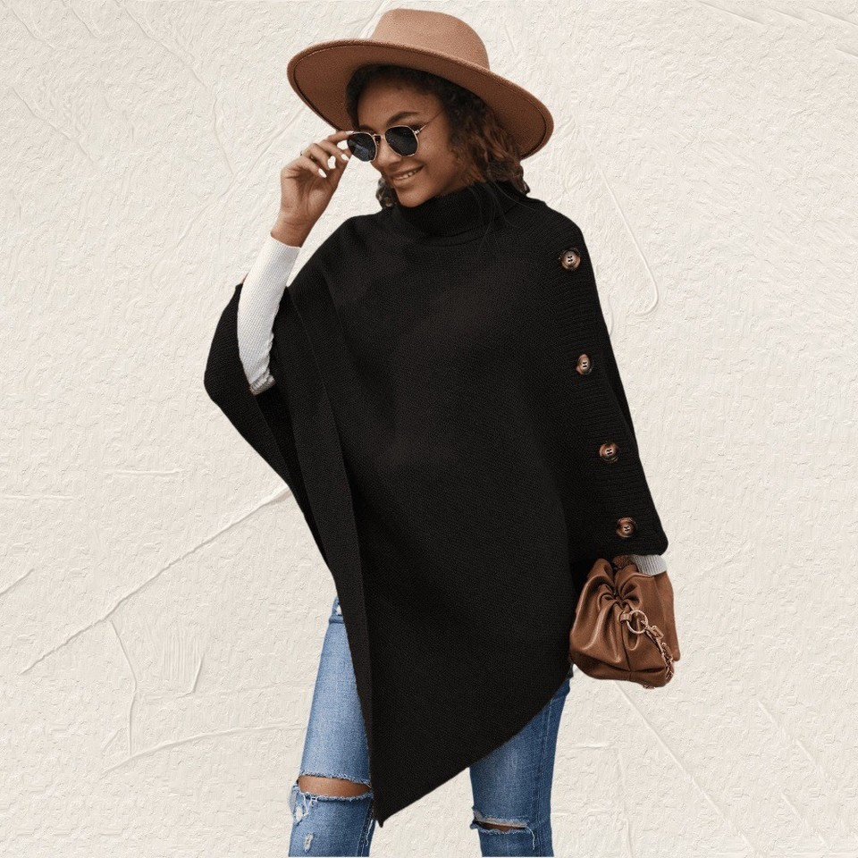 Bat Sleeve Shawl Cloak Sweater Solid Color Ponchos Pullover | eBay ...