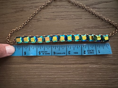 Collar vintage de diamantes de imitación AB azul firmado por J Crew - Imagen 6 de 13