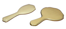 Vintage Hair Brush and Mirror Creamy Ivory Set - Nice retro set