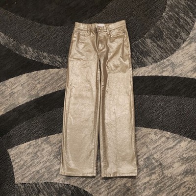 Banana Republic Women's High-Rise Gold Metallic Straight Pant Size 4