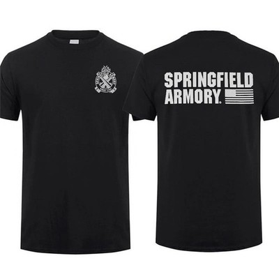 Springfield Armory Crossed Cannons T-shirt Bold Logo Design Comfortable Black Te