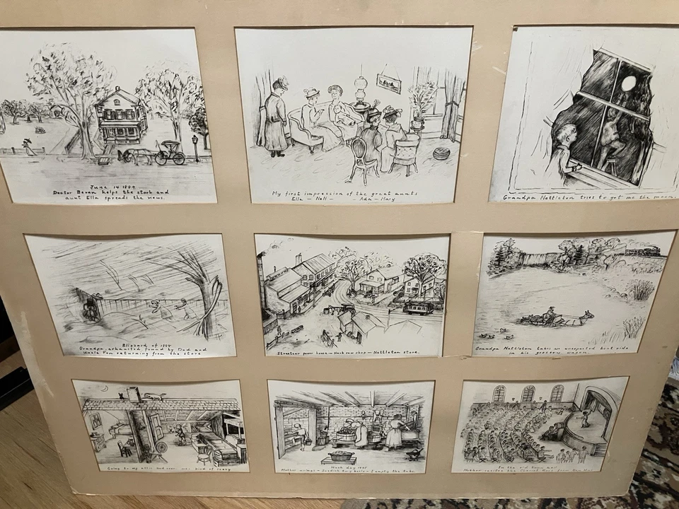 Vintage Story Board Original Hand Drawn Art Local Connecticut History - Image 3 of 4