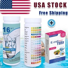 17in1-100pcs Home Water Quality Test Strips for Well+E.coli Test Kits-Well&Tap