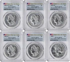 2021 Morgan and Peace Silver Dollar 6-Coin Set MS70 First Day of Issue PCGS