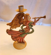 Unbranded Herald Angel Taper Candle Holder 3D Crackle Art