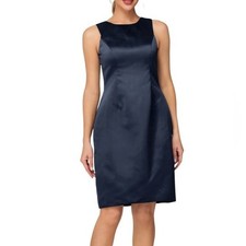 JJ's House Navy Sleeveless Satin Party Cocktail Sheath Dress Women's Size 12
