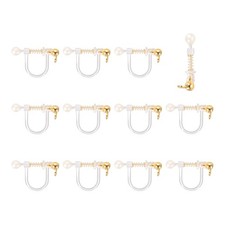 12Pcs Resin Clip-on Earring Converters with Spring, Style 2, Golden