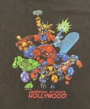 VTG 90s Universal Studios Marvel T Shirt Faded Black SZ L 1998 USA Made Comics
