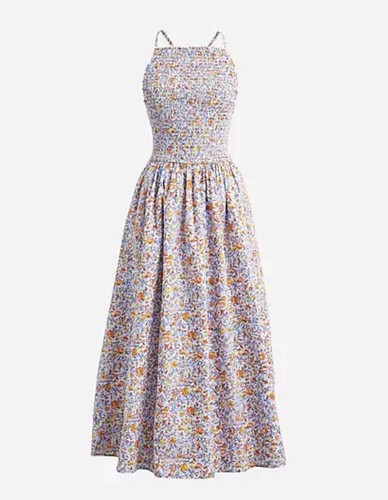 Neu mit Etikett J Crew Friday Blumendruck, gesmoktes Oberteil, 100 % Baumwolle Kleid, Taschen, Größe M - Bild 1 von 14