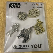 NIP Star Wars Crocs Jibbitz Charms Original- Mirrored Silver/Black Uniquely You