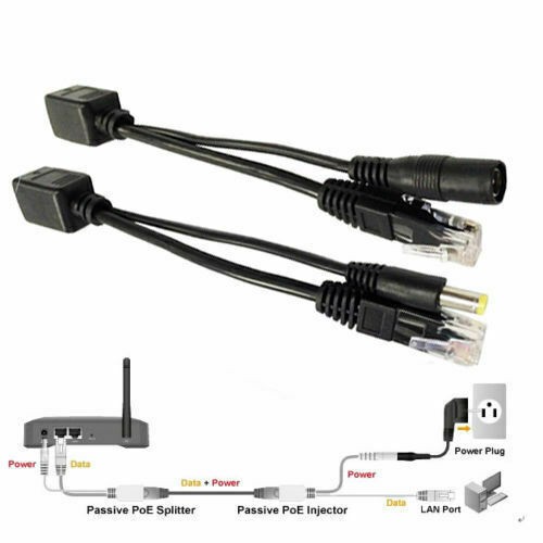 Power over Ethernet Pasywny adapter Poe Wtryskiwacz + zestaw rozdzielaczy Poe Kabel czarny - Zdjęcie 1 z 2