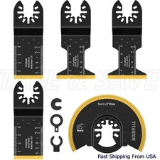 5PCS Titanium Oscillating Saw Blades Kit, Titanium Oscillating Multitool Blades