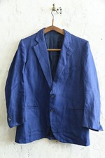 Vintage Italian Linen Blazer Blue Authentic From Japan