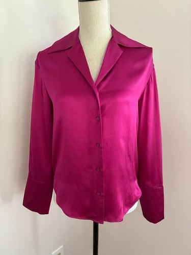 Banana Republic XS Bliss 100 % Seide Resort Hemd Camu Beere #755617 RT $ 150 - Bild 3 von 19