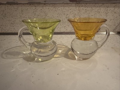 Vintage Glasses Shot Liquor Handles Glass