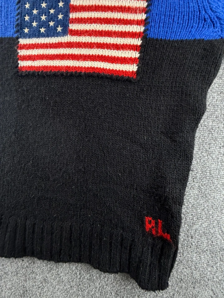Polo Ralph Lauren Flag Sweater Turtleneck USA Made RL Logo Alpaca Wool Blend S - Image 3 of 4