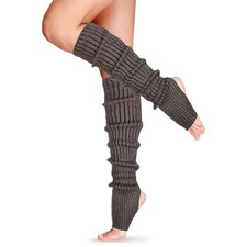 Long Leg Warmers for Women 24 Inch over The Knee Knit One Size 1 Dark Gray
