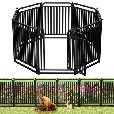 Thickened Metal Tube Garden Fence, Animal Barrier Fence with Low Threshold Ga...