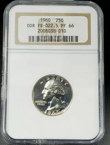 1960 25c Washington Silver Quarter Coin NGC PF66 FS-022.5 FS-801 DDR Double Die