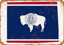 METAL SIGN - Wyoming State Flag Design -- Vintage Look