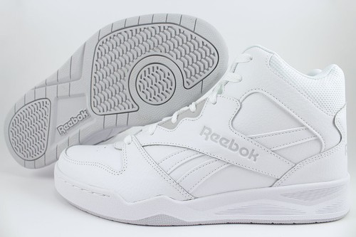 REEBOK ROYAL BB4500 H2 HIGH HI WIDE E WHITE/GRAY CLASSIC BASKETBALL LEATHER MENS - Picture 1 of 9