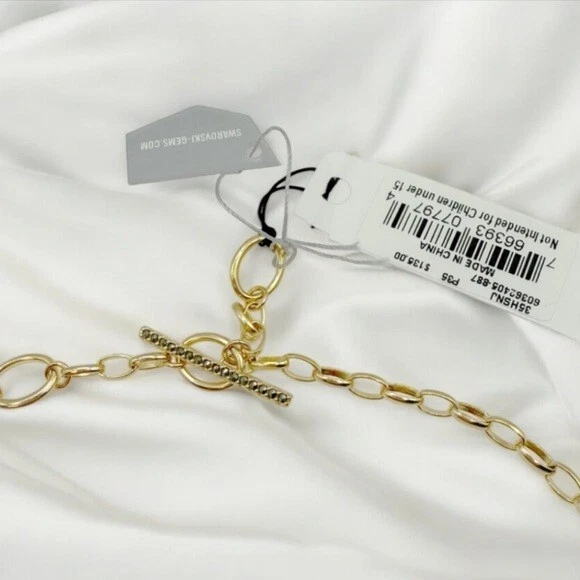 Collar de palanca JUDITH JACK delgado con eslabones de cadena chapado en oro. Venta al por menor $135 Foto 4 de 4