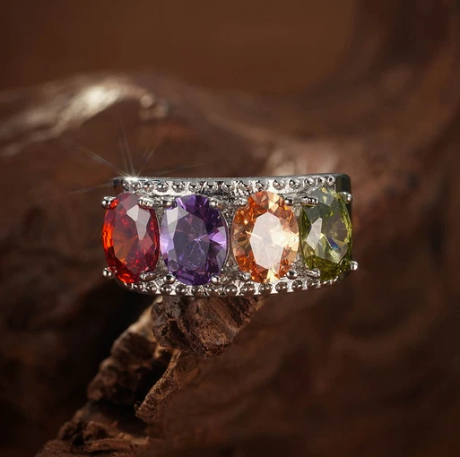 Venta Caliente Regalo Boda Oliva Ovalado Peridoto Piedras Preciosas Plata Mujer Anillo Talla 6-10 Foto 3 de 4