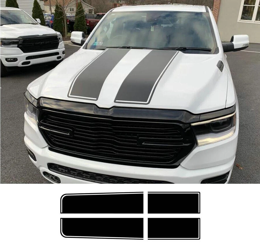 Pegatinas traseras capó para camioneta Dodge Ram 1500 2500 capó puerta trasera carreras rayas Foto 2 de 4