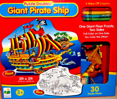 Giant Pirate Puzzle, NEW! 3'x2'  Age 3 up 30 PCs , Double sided ,Color your Own