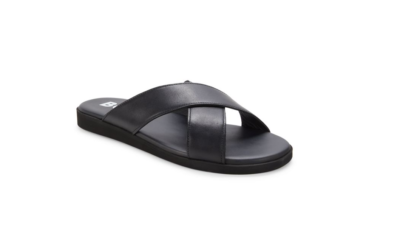 BOSS Mens Navy Padded Darrel Open Toe Slip On Leather Sandals Shoes 41 BOSS Darrel Flip Flops Black | Mainline Menswear us main image 3