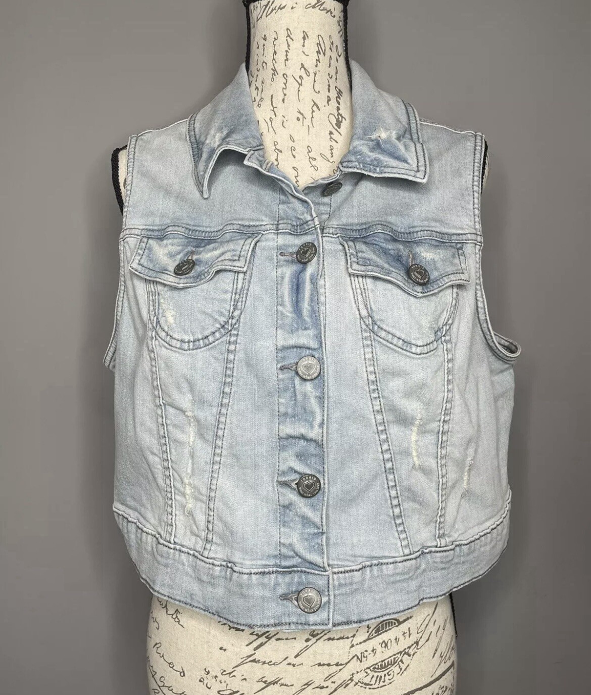 Torrid Denim Vest Blue Jean Button Up Distressed Light Wash Women’s Size: 0